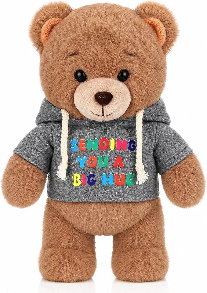 Deekin Get Well Soon Bear 11 Inch Injury Recovery Gift, Brown, Leg Hoodie