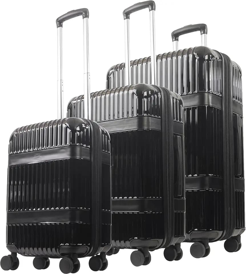 Martha Stewart The Bedford 3 Piece Rolling Luggage Set, Black
