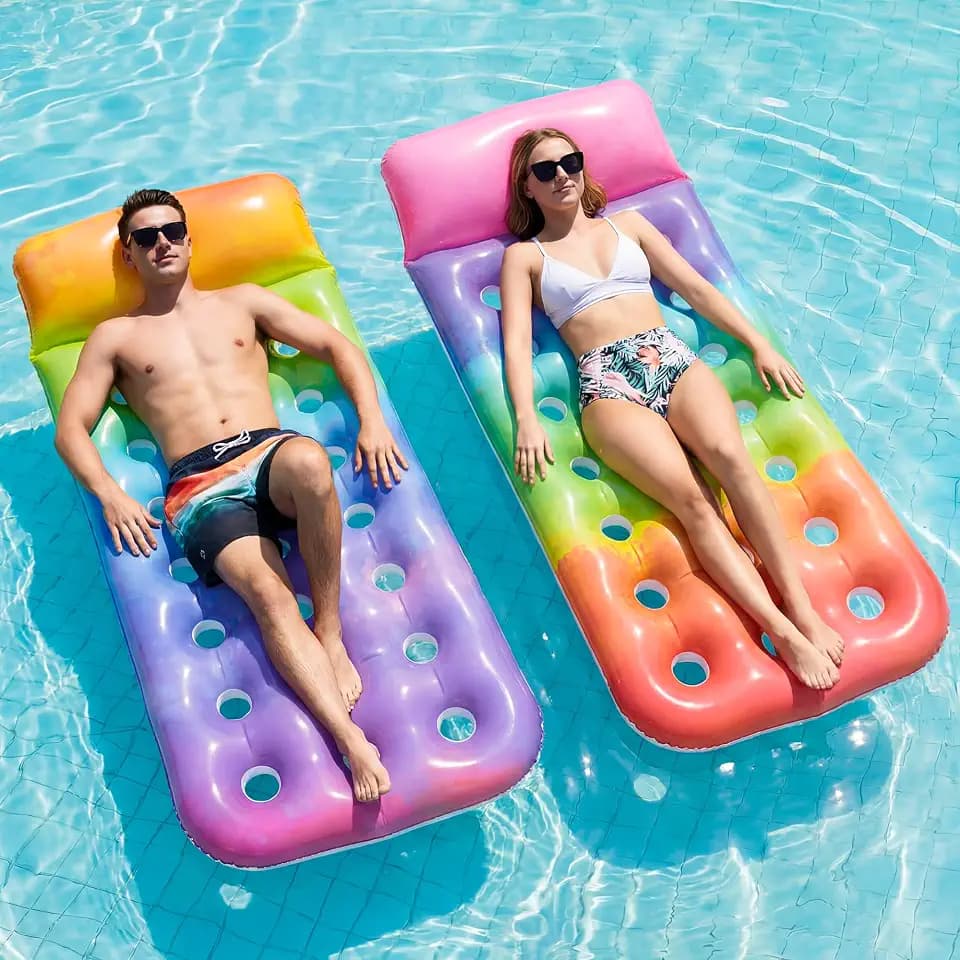 FindUWill Inflatable Pool Floats Adults, 2 Pack Pool Floats Adult Heavy Duty, Floating Lounger Pool Floaties for Adults, Pool Rafts for Summer Party, Pool Beach Lake Fun
