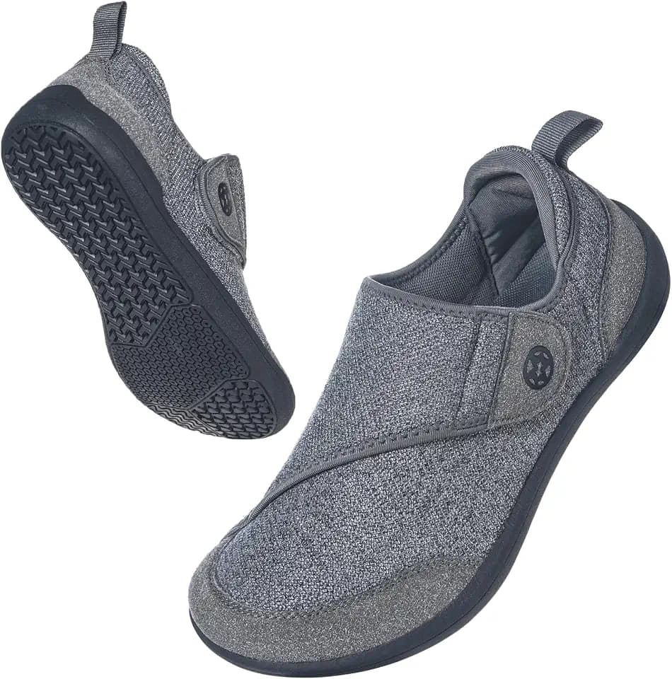 Sisttke Womens Slippers Slip On House Shoes Breathable Orthopedic Walking Shoes Lightweight for Indoor Outdoor,Dark Grey,6.5