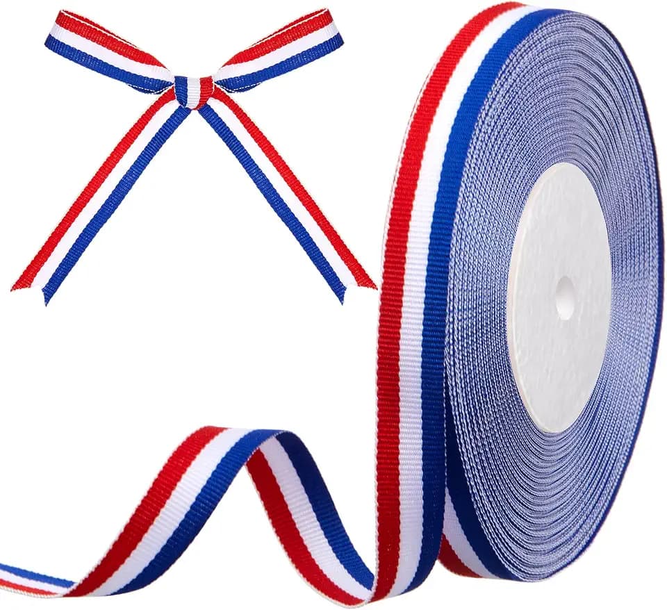 Nationalband 15 mm x 30 Yards Frankreich Band Geschenkband Schleifenband Dekoband Stoffband Satinband für WM Weltmeisterschaft Europameisterschaft Nationalfeiertage(Blau Weiß Rot)