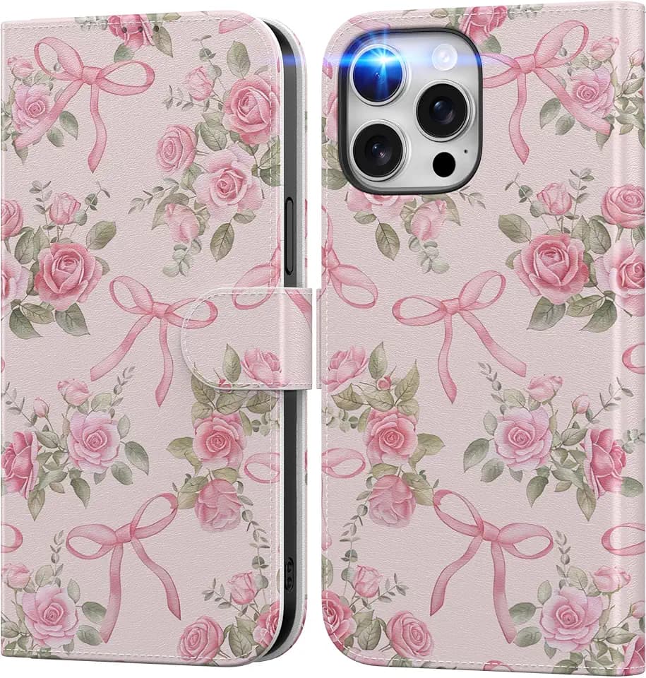 DEENAKIN for iPhone 15 Pro Case Wallet, Card Slots Holder + Cash Clip