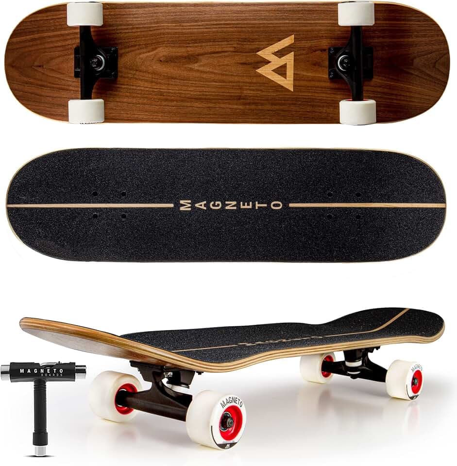 Magneto SUV Skateboards | Fully Assembled Complete 31" x 8.5" Standard Size | 7 Layer Canadian Maple Deck | Designed for All Types of Riding Kids Adults Teens Men Women Boys Girls | Free Skate Tool