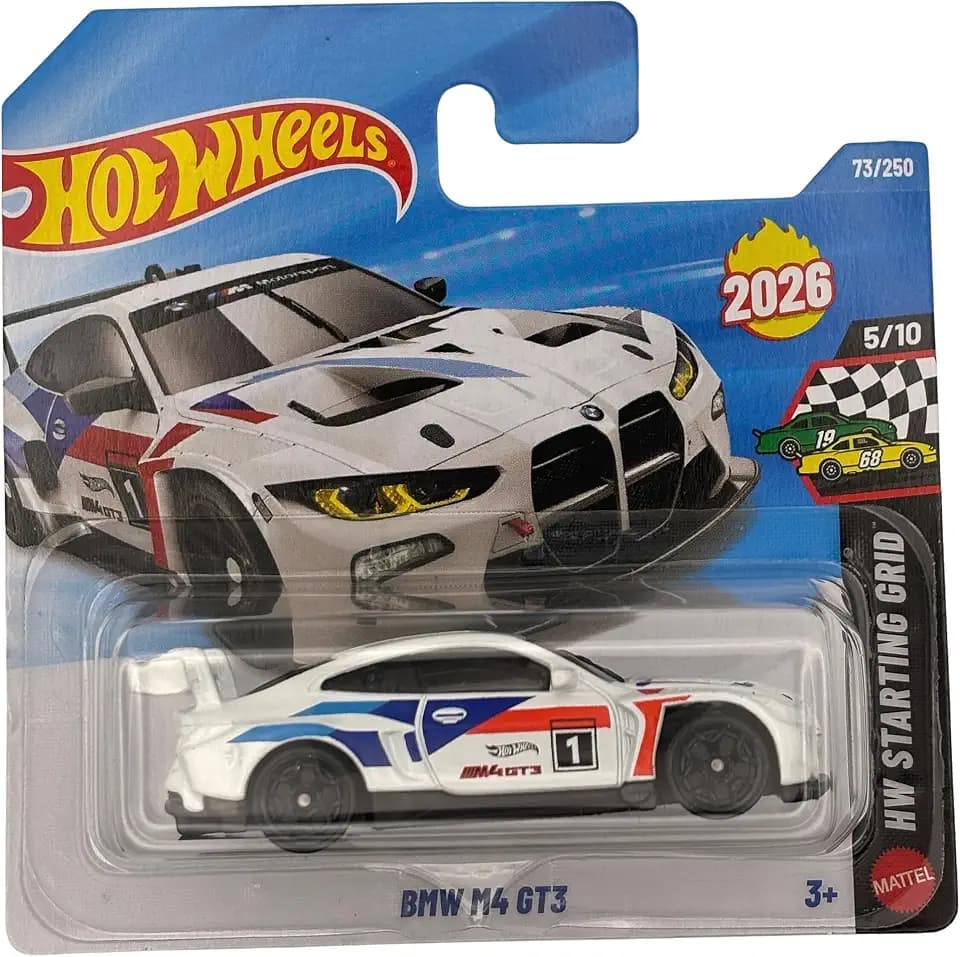 Hot Wheels BMW M4 GT3 – HW Starting Grid 5/10 – JNG69 – Short Card – Klassisches Motorsport Design mit Startnummer 1 – Mattel 2026 (73/250) - Lizenzmodell - 1:64