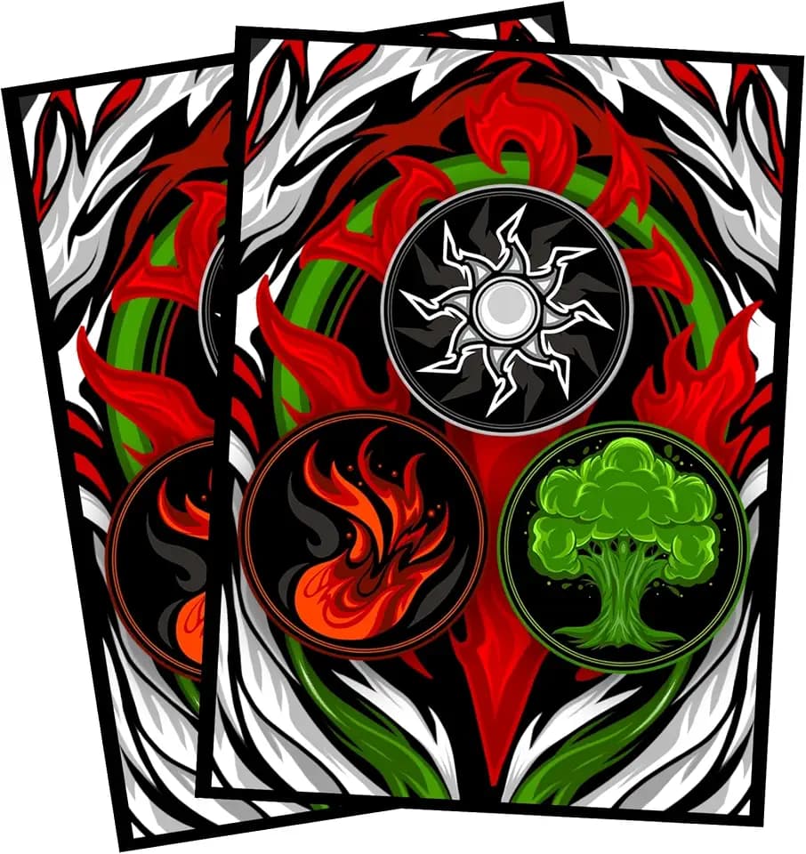 (White Red Green) 100% Hand-Drawn 100ct Textured Matte TCG/MTG Card Art Sleeves by Realm Guard