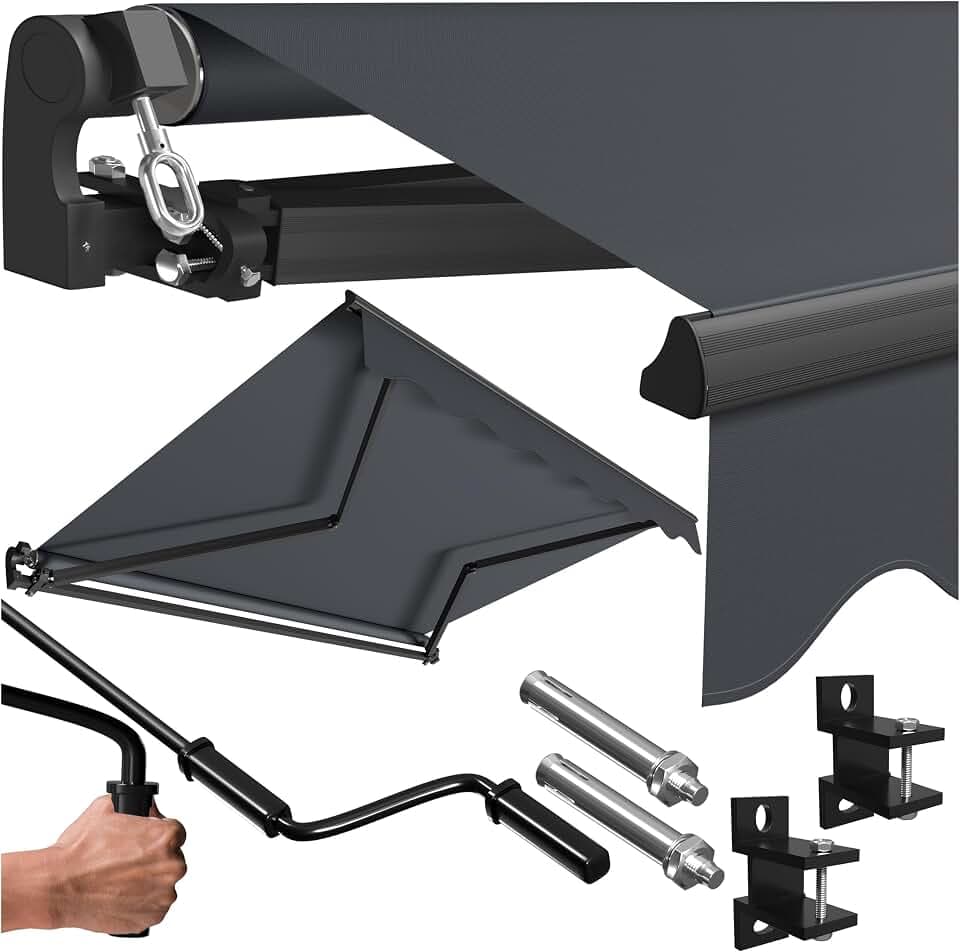KESSER® Gelenkarmmarkise Vormontiert Markise Gelenkmarkise 250 x 200 cm Terrassenmarkise Sonnenmarkise inkl. Wandhalterung Sonnenschutz Balkonmarkise wasserabweisend Alu/Polyester Anthrazit