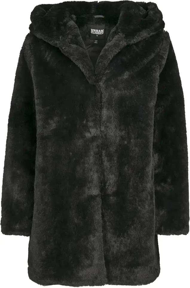 Urban Classics Ladies Hooded Teddy Coat Frauen Übergangsjacke schwarz #AraceliLook, Basics