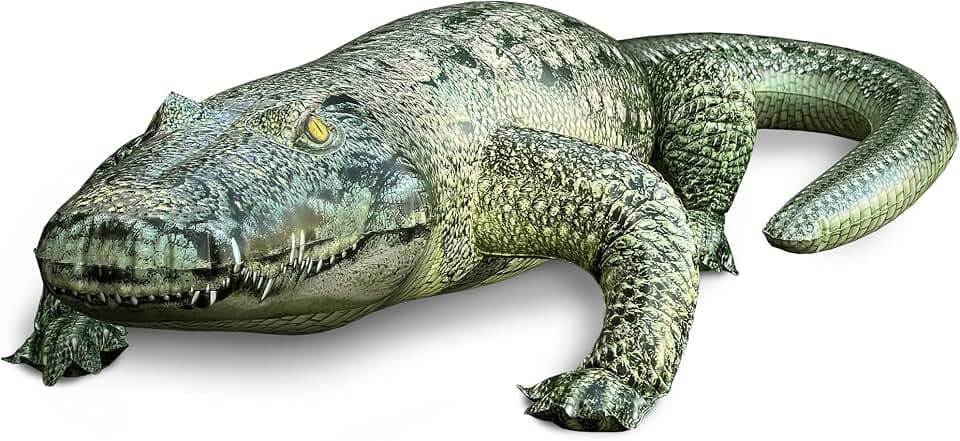 Jet Creations Inflatable Alligator, 49" Realistic Gator Float for Pool, Vinyl Inflatable for Garden Pool Halloween Decoration, Safari Theme Birthday Decoration, Bird Deterrent
