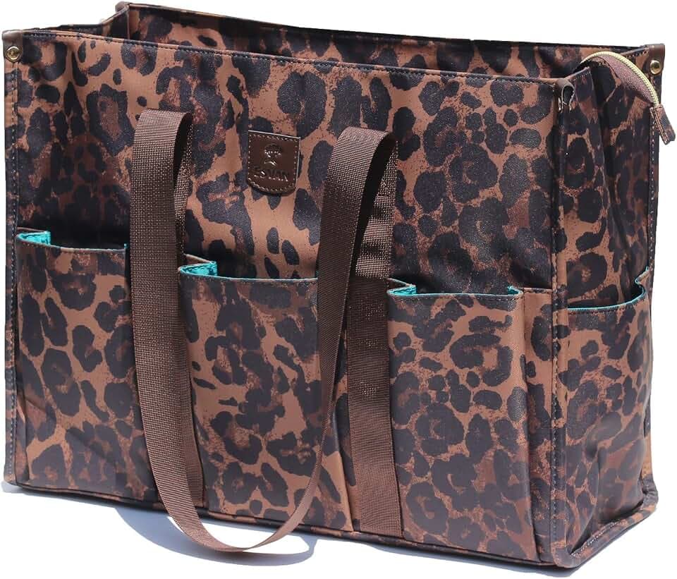 ESVAN Utility Tote Bag with Zip Top Waterproof Teacher Tote Bag for Teacher Work Women Beach