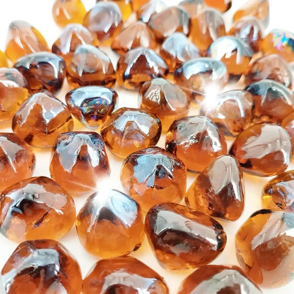 19 lbs Fire Pit Glass Diamonds,1/2 Inch Amber Fire Glass Rocks