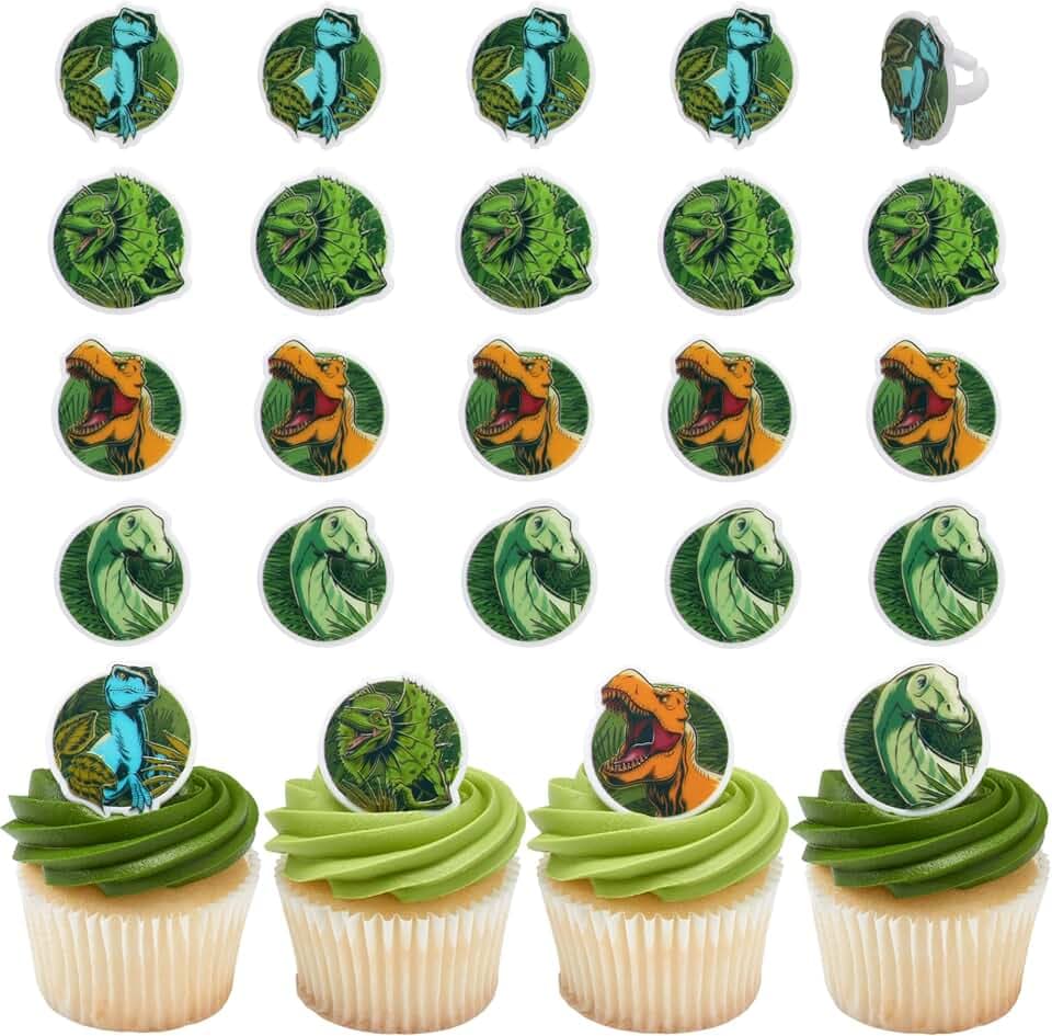 Jurassic World™ Dinosaur Cupcake Decoration Toppers 24 Pack Cake Rings