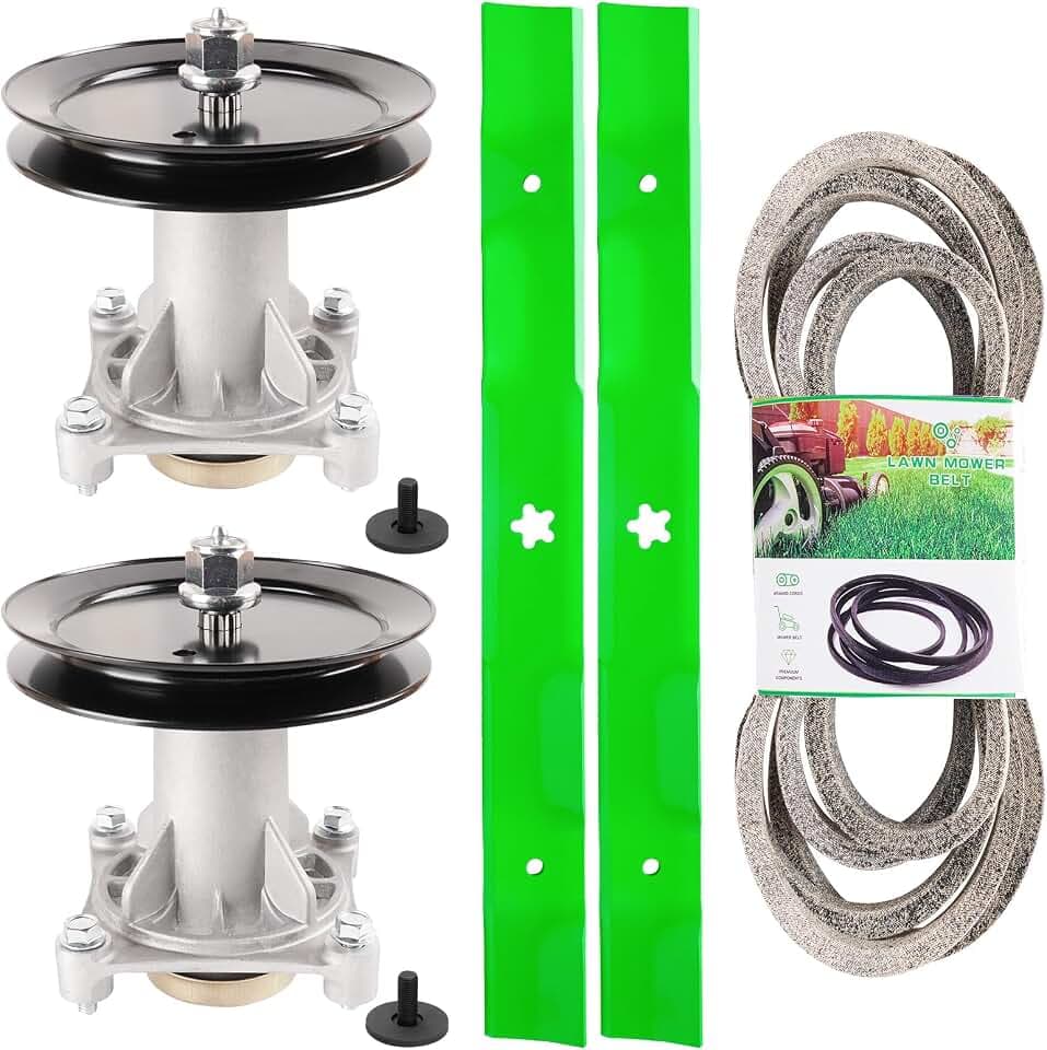 46" Mower Deck Rebuild Kit Fit for Craftsman Husqvarna Poulan YTH22V46 YTH21K46 YTH20K46 Lawn Mower Includes 2 Spindles 187292 192870 2 Blades 532403107 2 Puelly 195945 1 Belts 21546607