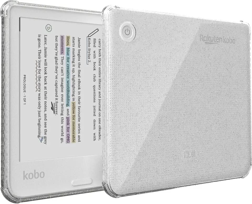 TUDIA SKN Designed for Kobo Libra Colour Case (2024) Cover 7"– [Reinforced Corner] Shockproof Slim Anti-Yellowing Lightweight Clear Back Snug Fit TPU Bumper (Clear Glitter)