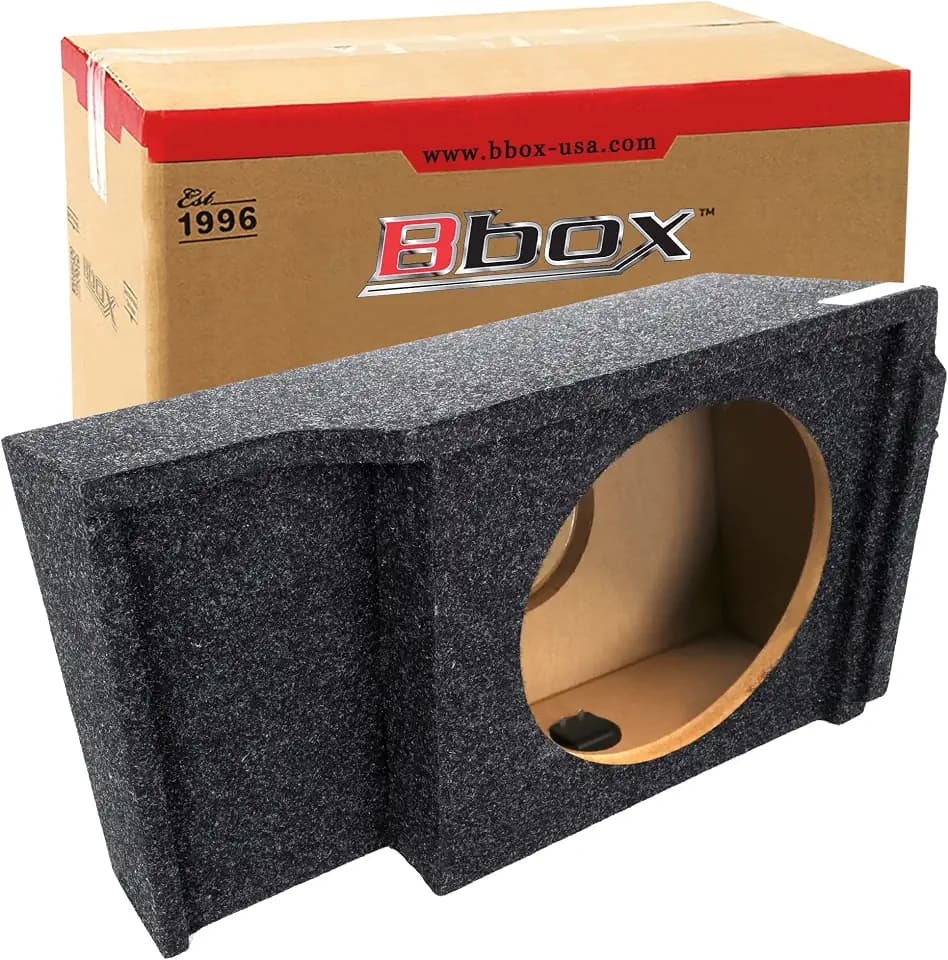 Bbox Single 12 Inch Sealed Subwoofer Enclosure - Car Subwoofer Boxes & Enclosures - Subwoofer Box Improves Audio Quality, Sound & Bass - Fits 99-07 Chevy/GMC Silverado/Sierra Extended Cab (Charcoal)