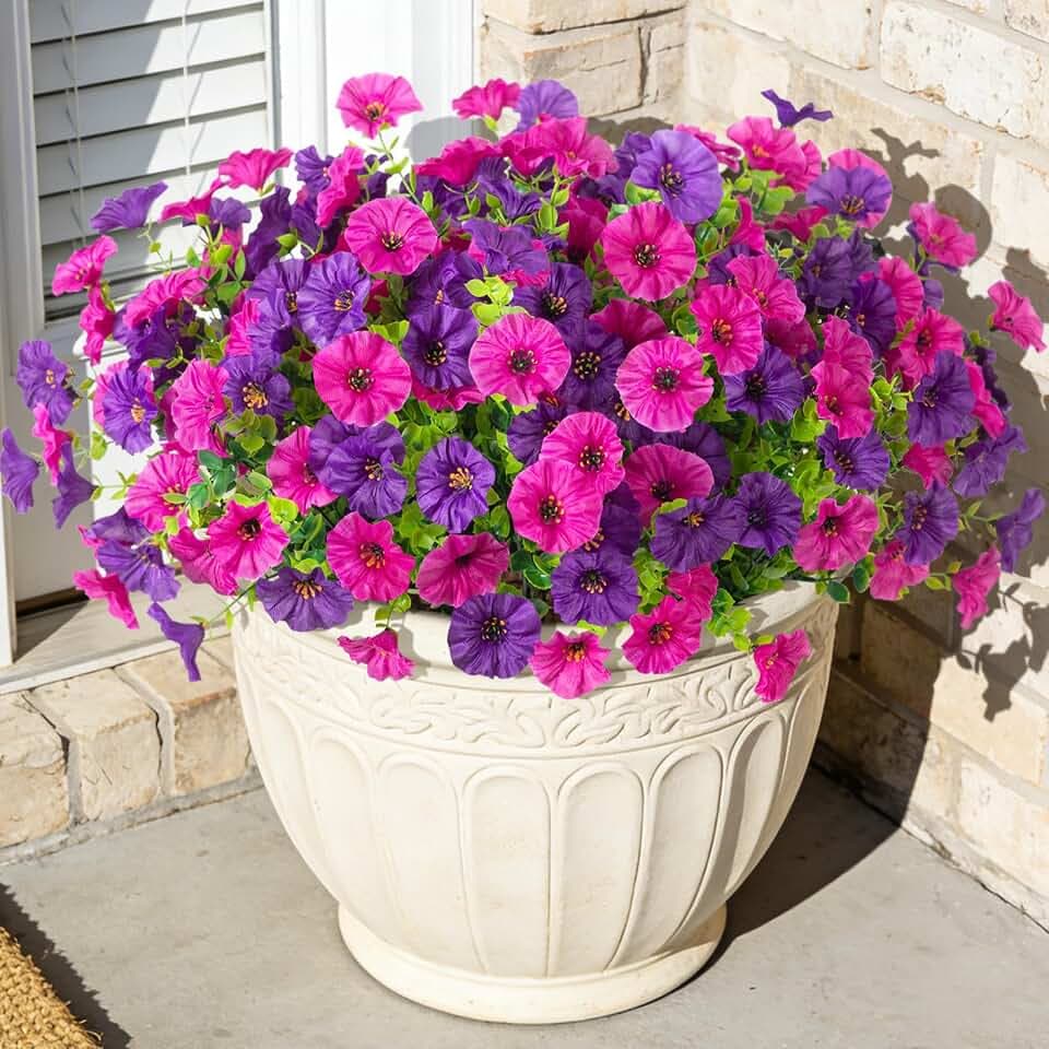 ADXORA 12 Bundles Morning Glory Artificial Flowers for Outdoor Decoration