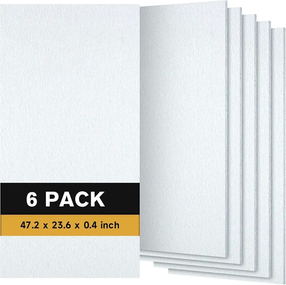 6 PCS Acoustic Panels, 47.2" x 23.6" Self-Adhesive Soundproof Wall Panels, High Density Noise Absorption Panels for Studio Wall, Home Office, Home Theater, Peel & Stick Sound Proof Foam Panels (White)