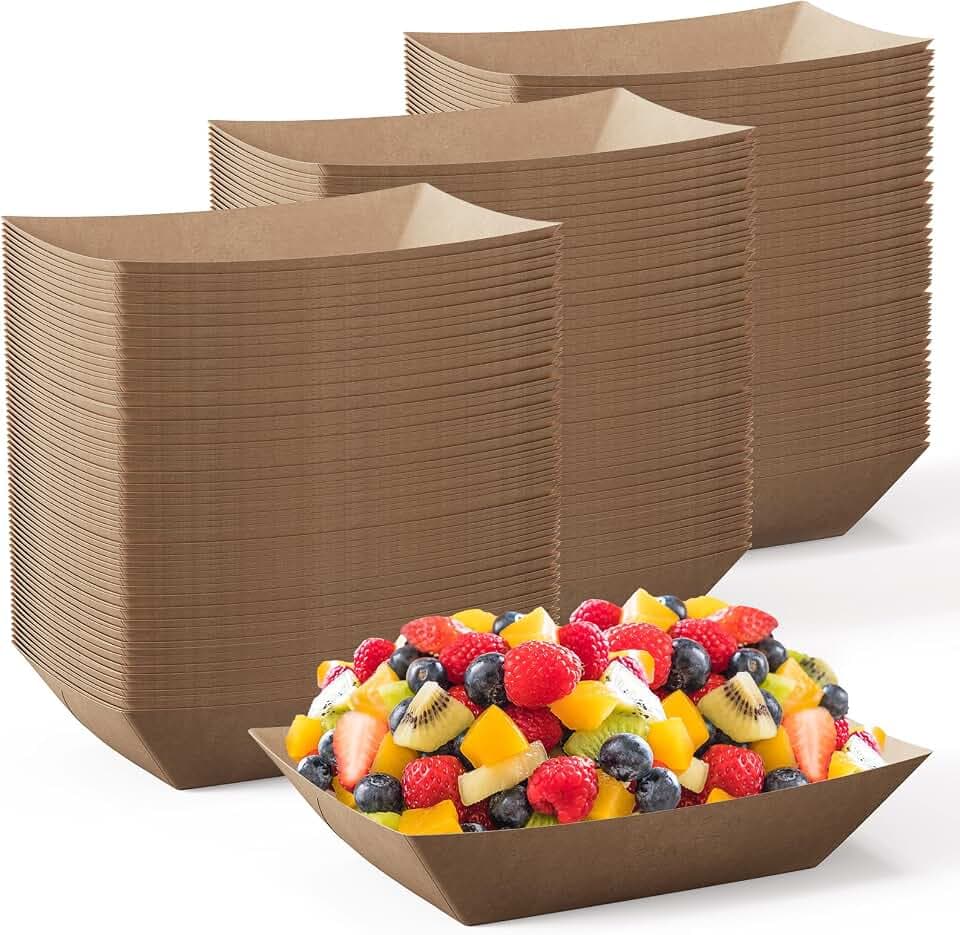 JOLLY CHEF 2lb Paper Food Tray 1000 Pack Disposable Paper Boat Serving Boat