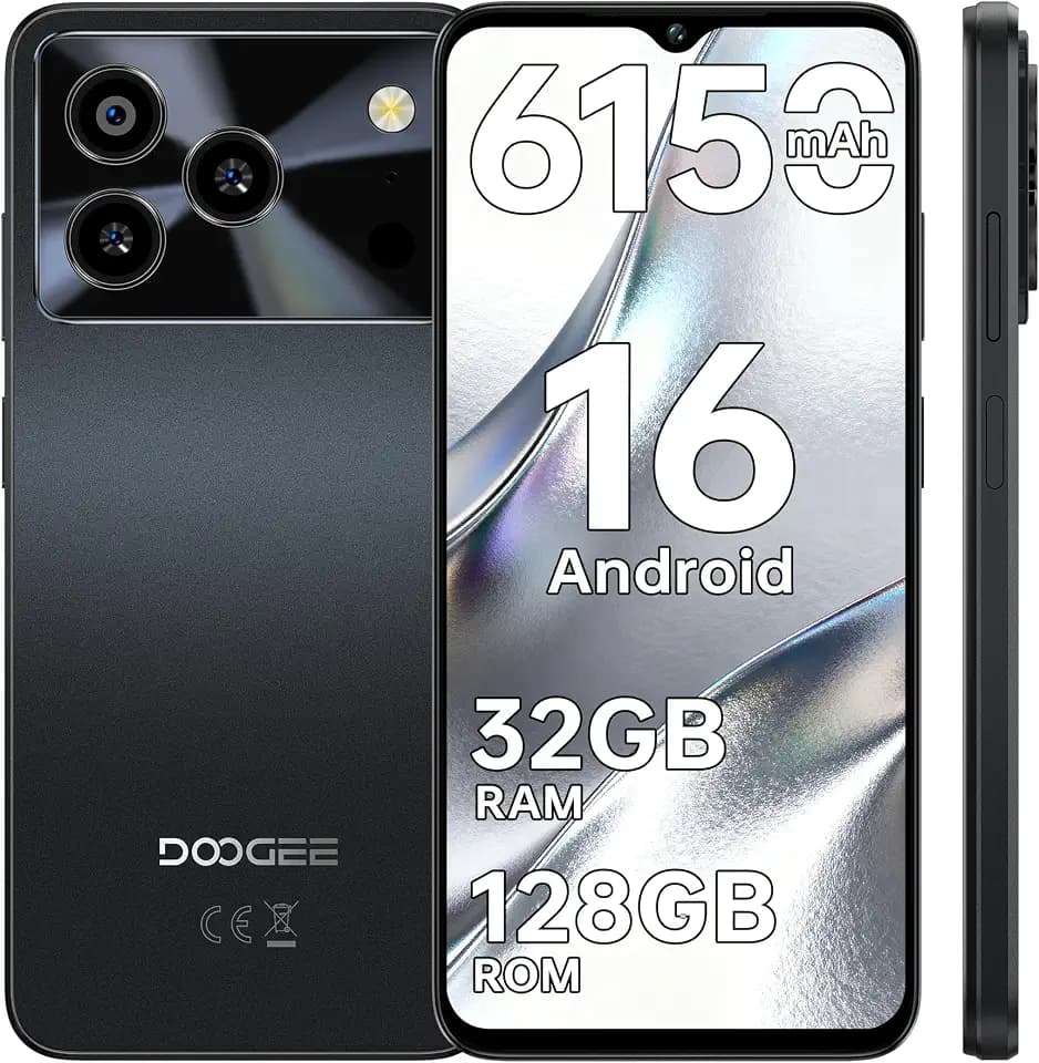DOOGEE Note 56 Pro Andriod 16 Smartphone Ohne Vertrag, 32GB+128GB/2TB Handy Ohne Vertrag, 6.56" Simlockfreie Handys 6150mAh, 13MP+8MP NFC Smartphone Android, 4G Dual SIM/Octa Core/Fingerprint/GPS