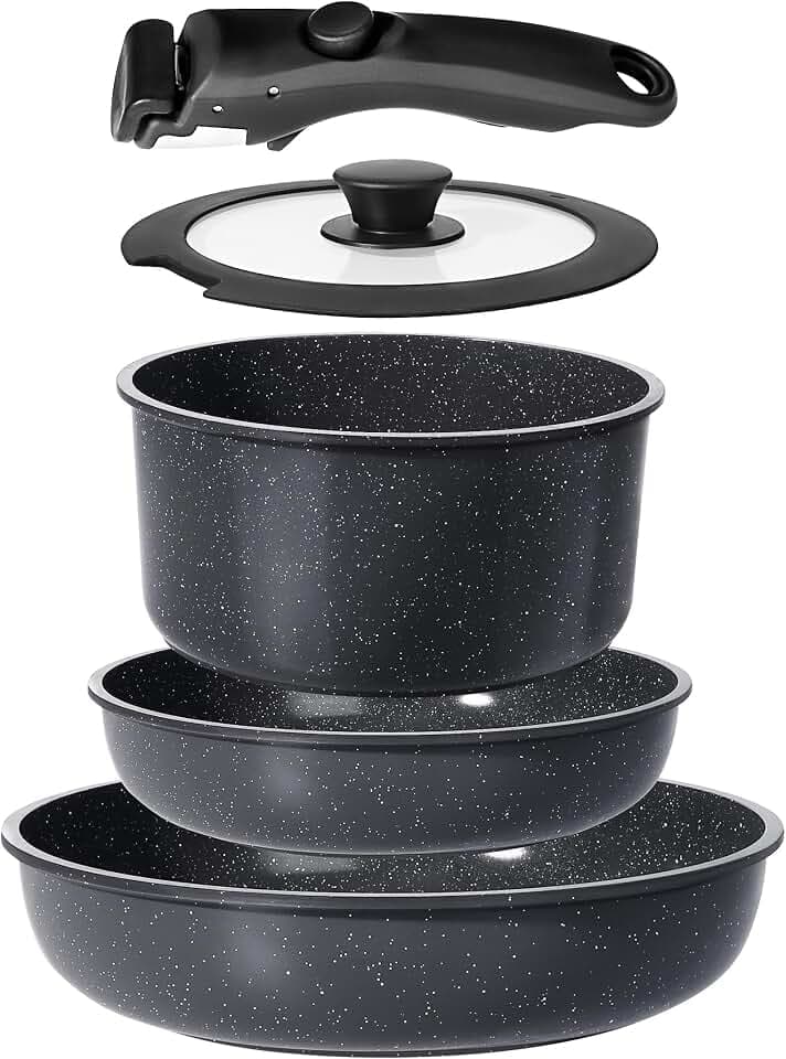 GiPP 5-Teilig Topfset & Pfannenset mit abnehmbarem Griff Induktion