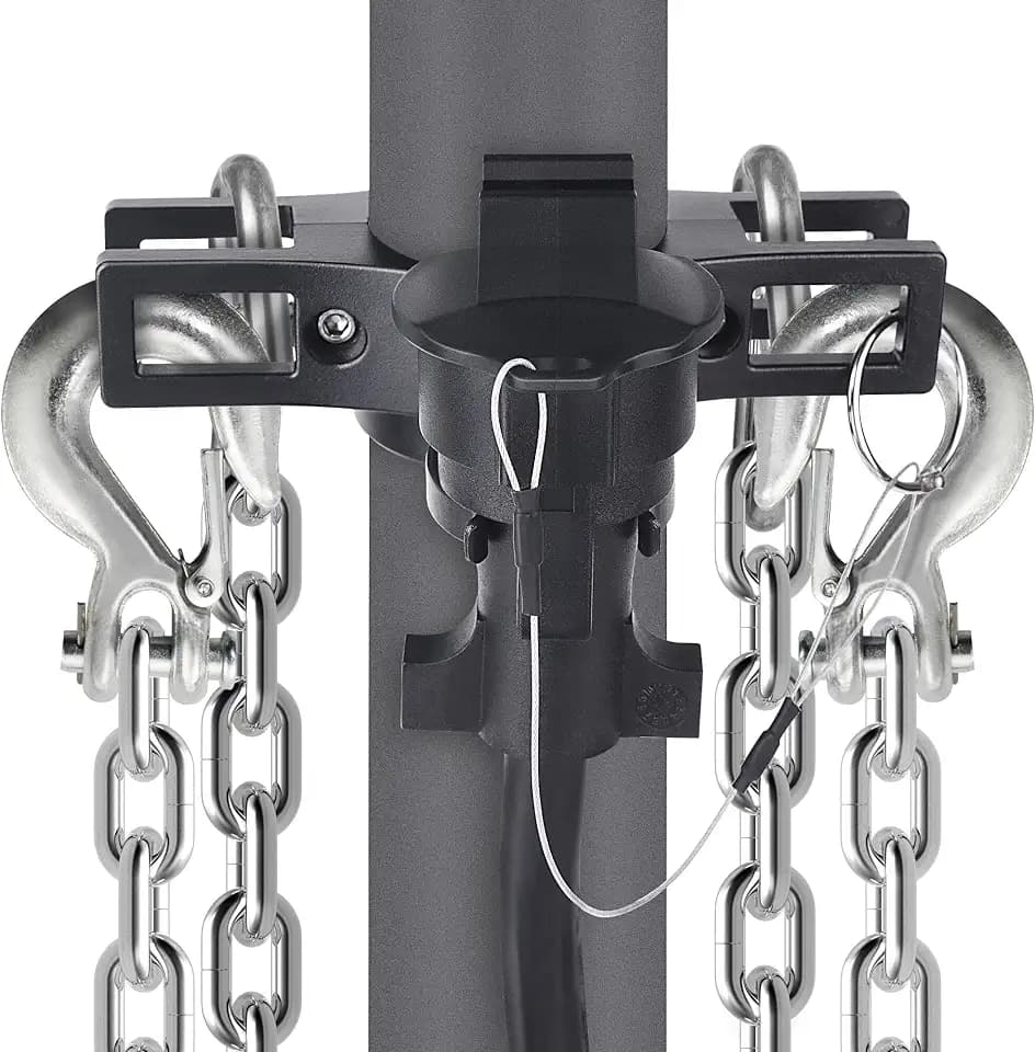 Aluminum Trailer Chain Holder RV Towing Organizer with 7-Way Plug Cover