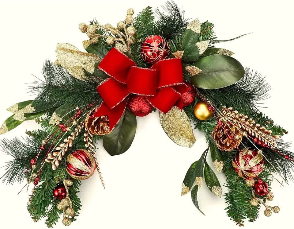 Suncalla 24 Inch Christmas Swag Decoration Christmas Table Centerpiece