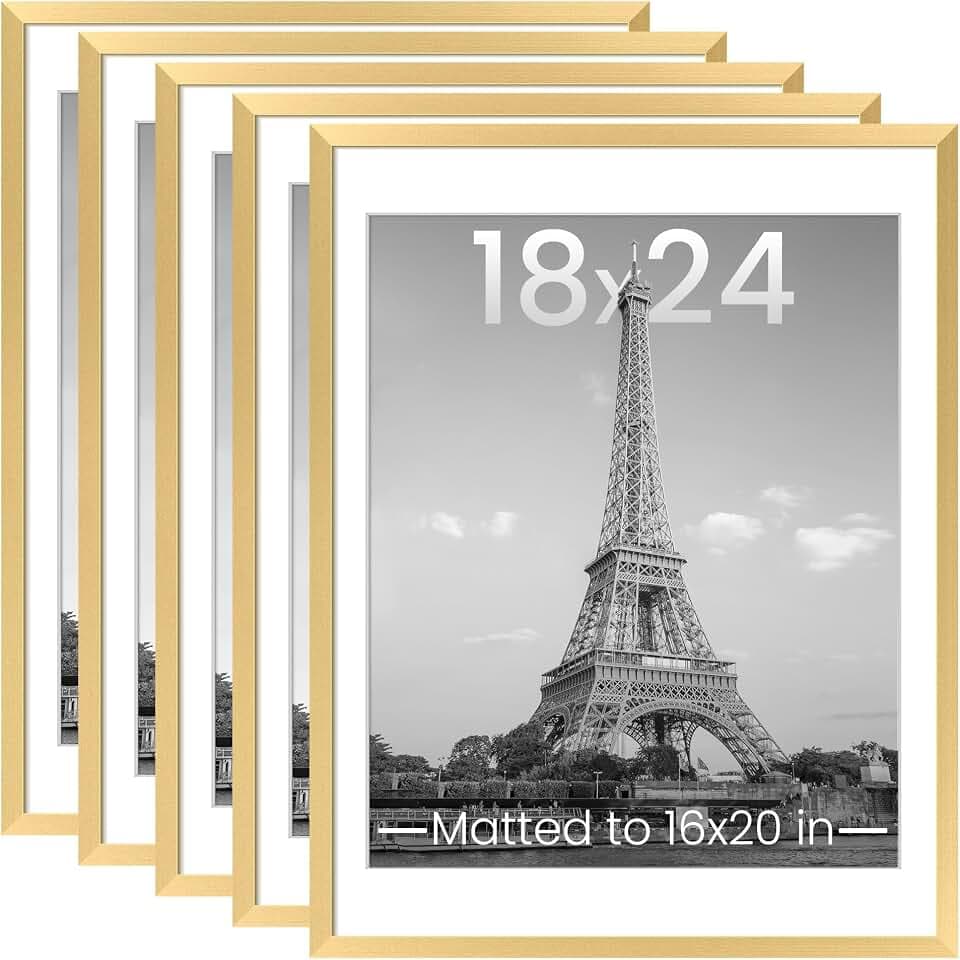 upsimples 18x24 Picture Frame, Gallery Wall Frames Set of 5, Gold