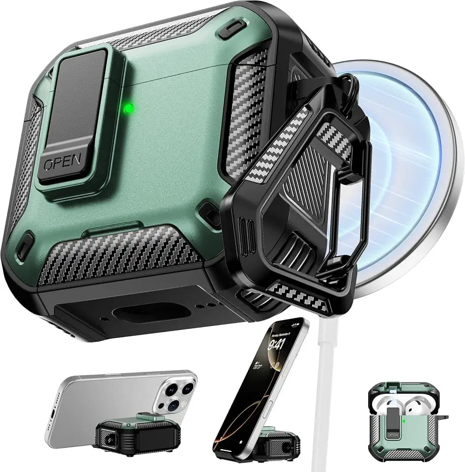 RFUNGUANGO for AirPods 5/4 Case (2026/2024) with Lock, Green