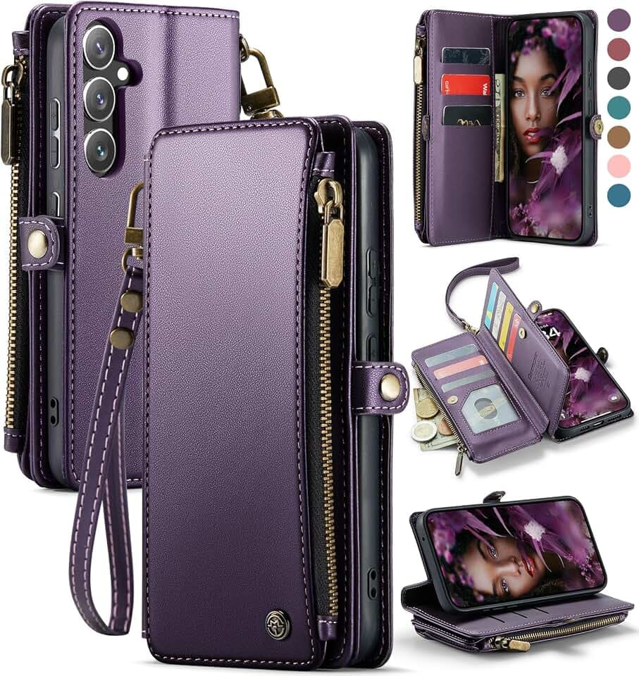 Defencase for Samsung Galaxy A54 5G Wallet Case with Card Holder, Purple