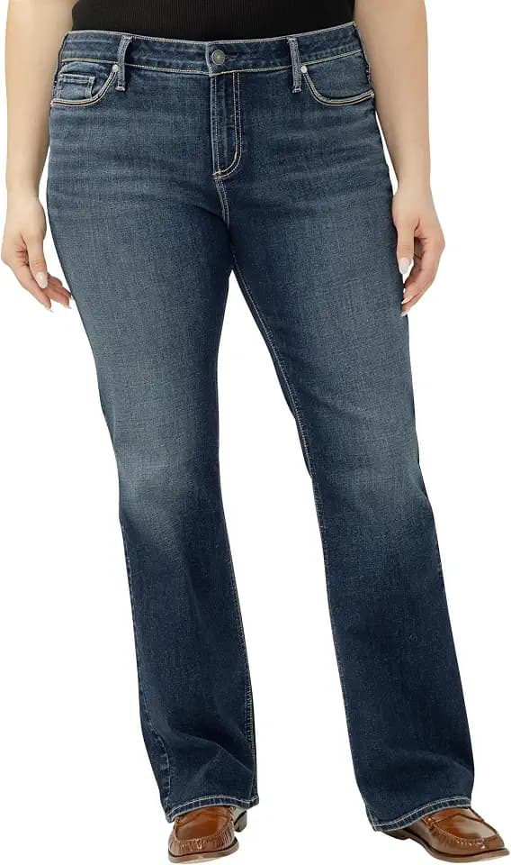 Silver Jeans Co. Women's Plus Size Elyse Mid Rise Bootcut Jeans