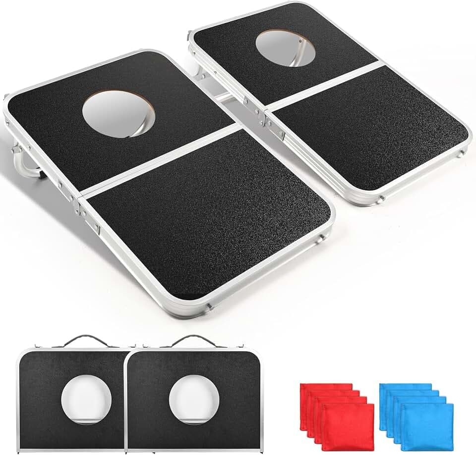 ropoda Cornhole Board Set with Score Sheet, 4×2/3×2 FT Regulation Size Corn Hole Games for Adults with Lightweight Aluminum Alloy Edging, Yard/Outdoor/Backyard Games