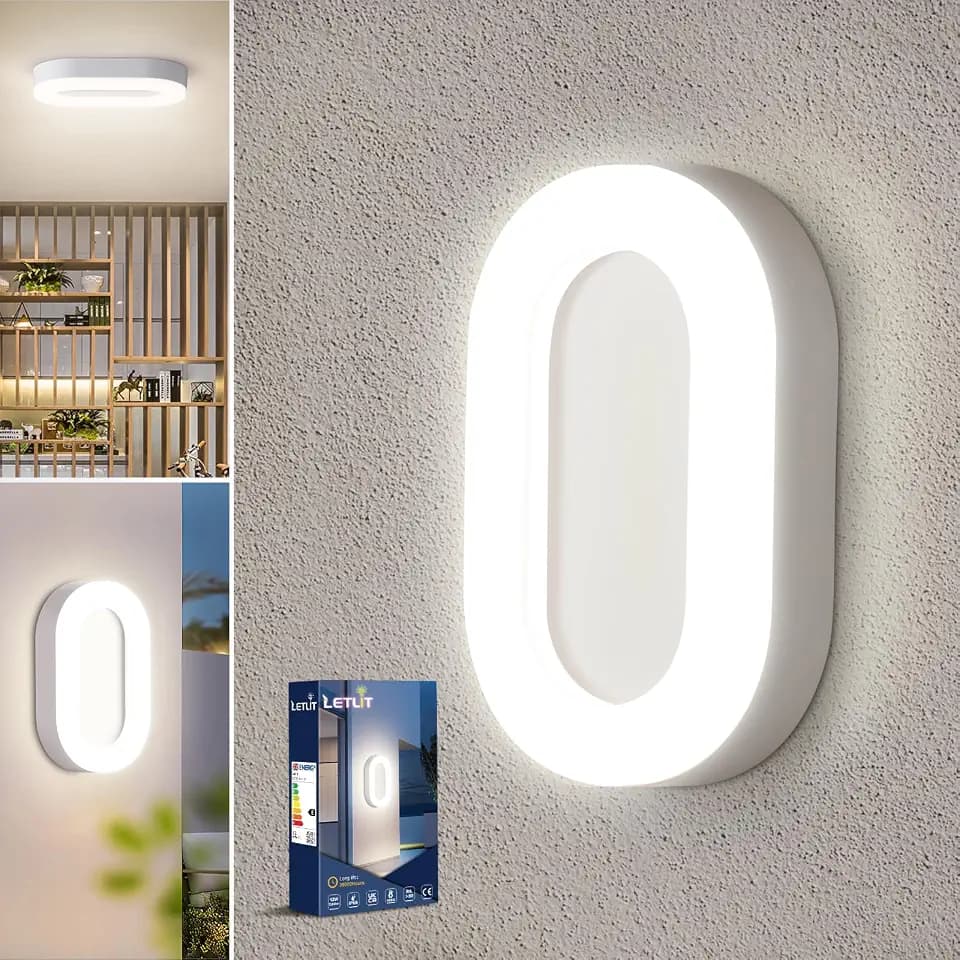 LED Deckenleuchte Wandleuchte Innen, 12W 1200LM Kellerlampe Wandlampe Oval, IP65 Feuchtraumleuchte Wandleuchte Außen, Neturalweiß 4000K LED Lampe Deckenlampe für Schlafzimmer Flur Keller