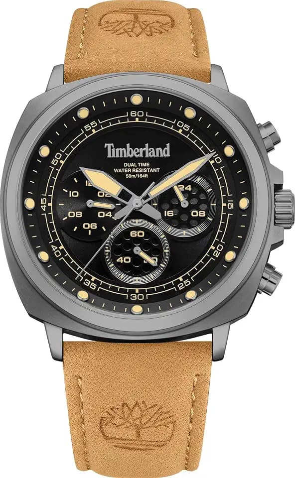 Timberland Williston-SMALL Uhr für Herren in der Farbe Beige mit Armband aus Leder Wasserdichtigkeit: 5 bar, Gehäusedurchmesser: 43 mm, TDWGF0042002