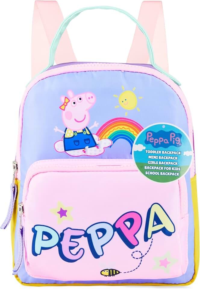 Get Trend Peppa Pig Mini Backpack for Kids Girls Toddlers 9x7” Cute Bag Travel Bag for Daycare Trips Vacation Fashion Gifts for Girls (Multi Peppa Pig)