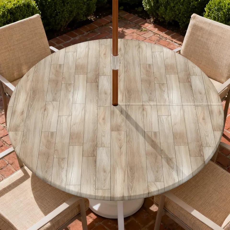 Outdoor Tablecloth with Umbrella Hole and Zipper Fits 61-65" Tables