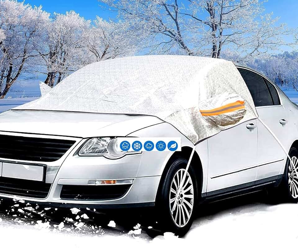 HIFROM Frontscheibe Abdeckung, Auto Scheibenabdeckung Winterschutz mit Seitenspiegelabdeckung, Frontscheibenabdeckung Auto für die Gegen Schnee, EIS, Frost, Staub, Sonne(240 x 148cm)