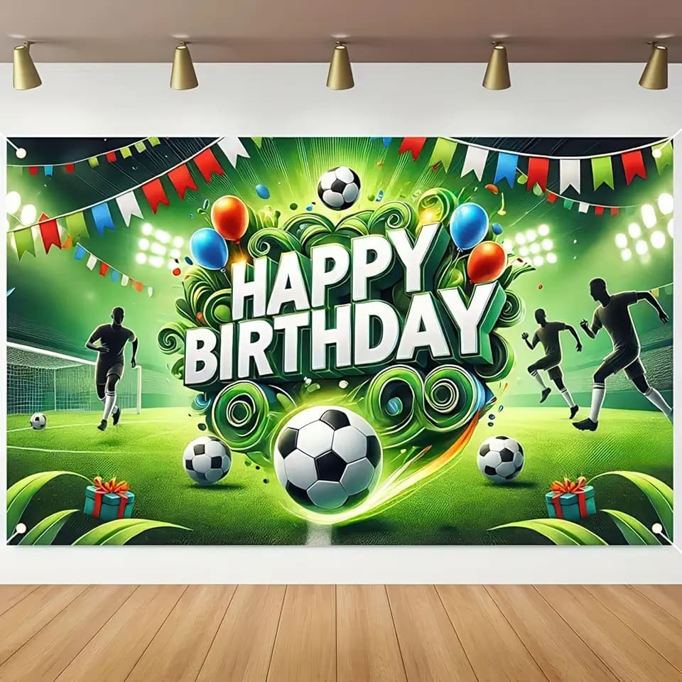 BlissYard Football Field Birthday Banner 71x43 Inch Soccer Party Decor