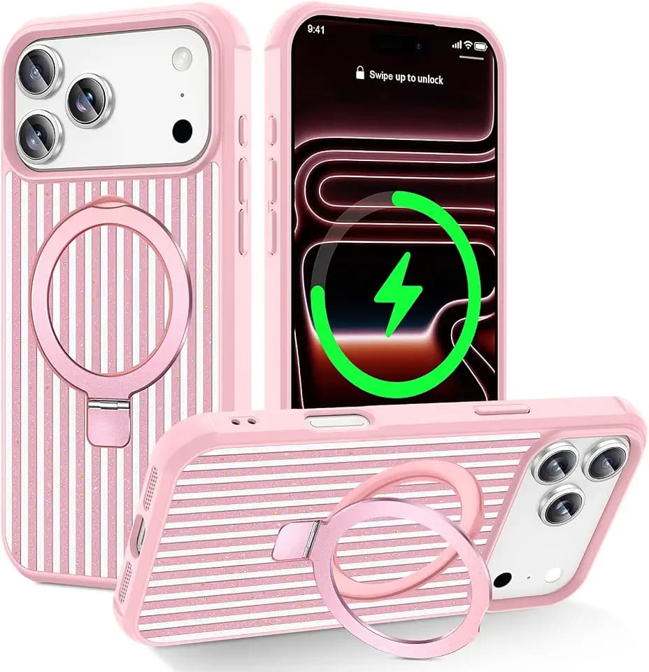 ZHK for iPhone 17/18 Pro Case with Invisible Magnetic Stand, Pink