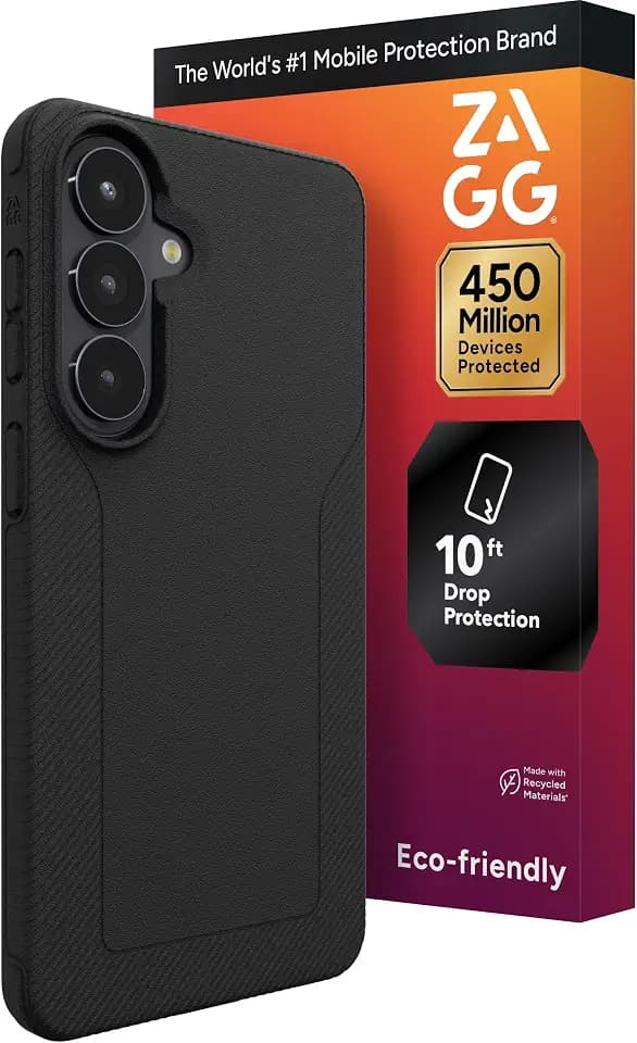 ZAGG Luxe Samsung Galaxy S26+ Case - Black, 10ft Drop Protection Graphene Reinforced, Eco-Friendly Slim Protective Cover, Lightweight Non-Slip Grip Phone Case, Recycled Materials
