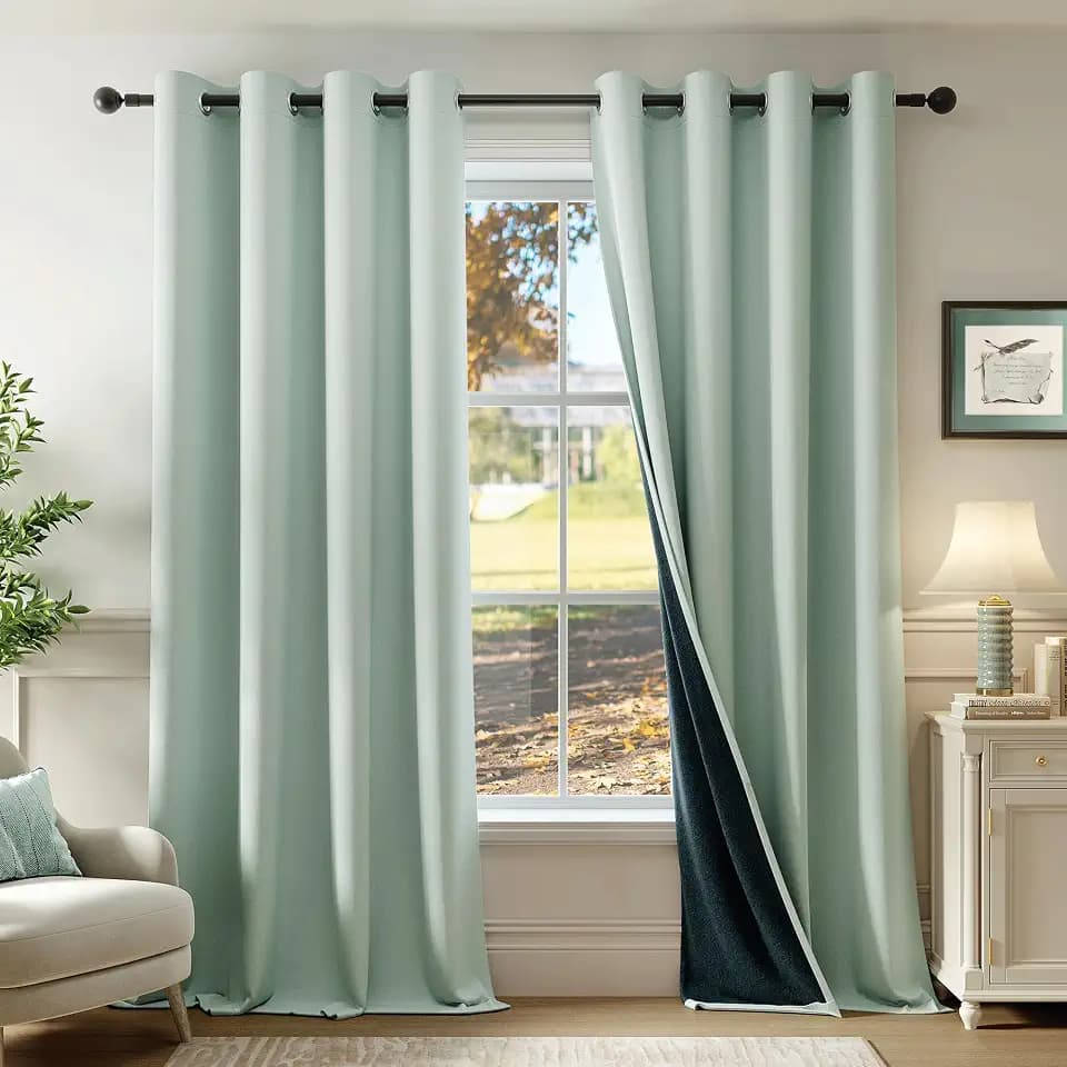 Beauoop Seafoam Green 100% Blackout Curtains for Bedroom 52x54 2 Panels