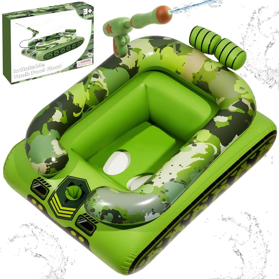 Pool Floats Kids with Water Gun Inflatable Pool Floats for Kids Ages 3-8 Outdoor Games Water Toys Summer Swimming Fun for Boys Girls