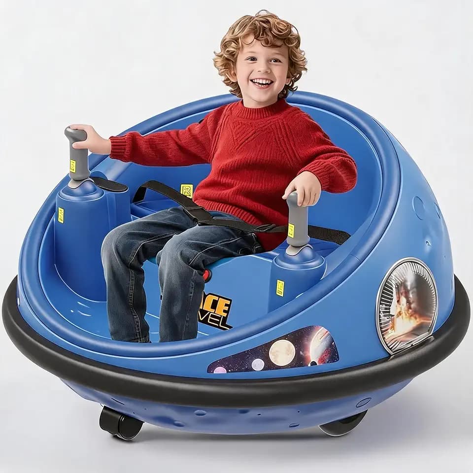Garvee 12V Kids Electric Bumper Car with 360° Spin & Parent Remote Control, Rechargeable Ride-on Car with LED Lights and Soft Bumper for Indoor Outdoor Fun