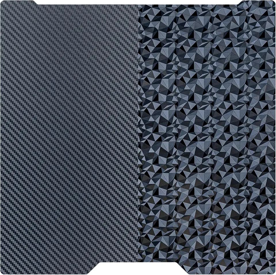 335 x 346,5 mm PEO+PET Druckplatte für Bambu Lab H2C/A2L, Doppelseitiges Diamant- & Carbonfaser-Muster, Flexibles Magnetisches Federstahl-Druckbett