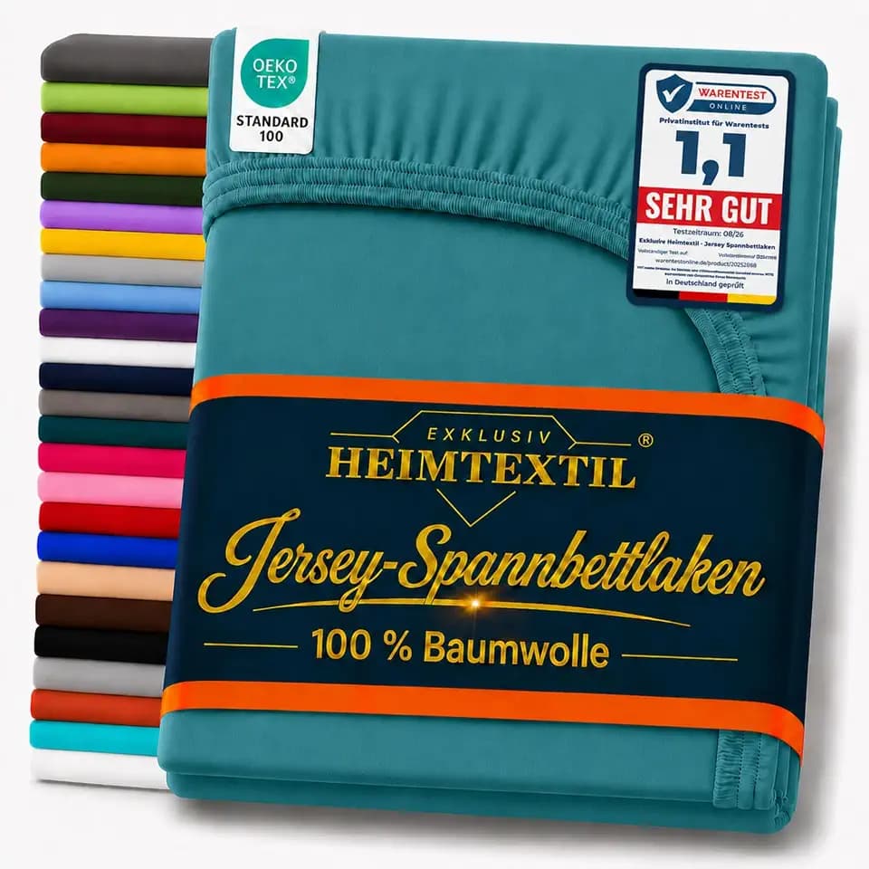 EXKLUSIV HEIMTEXTIL Jersey Spannbettlaken Premium 200 x 220 cm Petrol