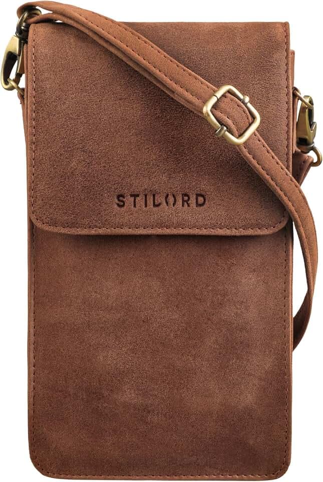 STILORD "Imola Echtleder Handytasche 7 Zoll Damen Herren Vintage Umhängetasche Brustbeutel Leder Damen Herren Unisex Crossbody Bag Farbe:Messina - braun