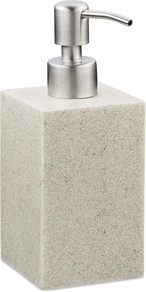 Relaxdays Seifenspender 300 ml, nachfüllbar, Bad, Küche, Sand