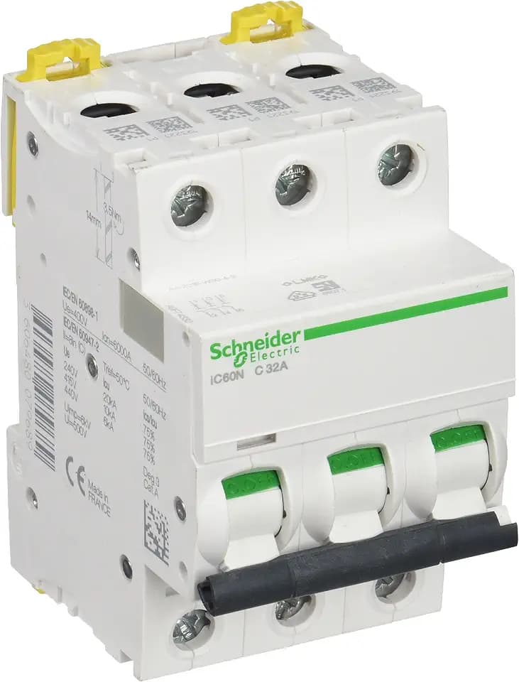 Schneider Electric A9F74332 IC60N Trennschalter, Acti9, 3P, 32A, Krümmung C, 50/60 Hz, Weiß