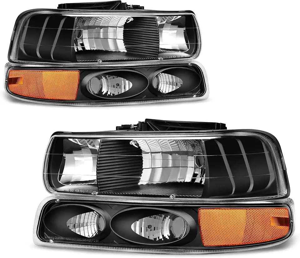 AUTOSAVER88 Headlight Assembly Compatible with 99-02 Chevy Silverado Black