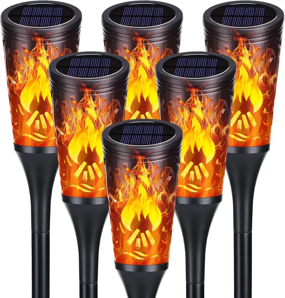 Toodour Solar Halloween Lights Outdoor, 6 Pack Solar Torch Light Waterproof