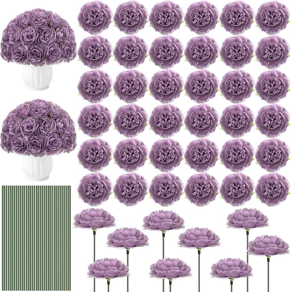 Thiccywoov 200 Pcs Silk Rose Heads Artificial Fake Flowers, Purple