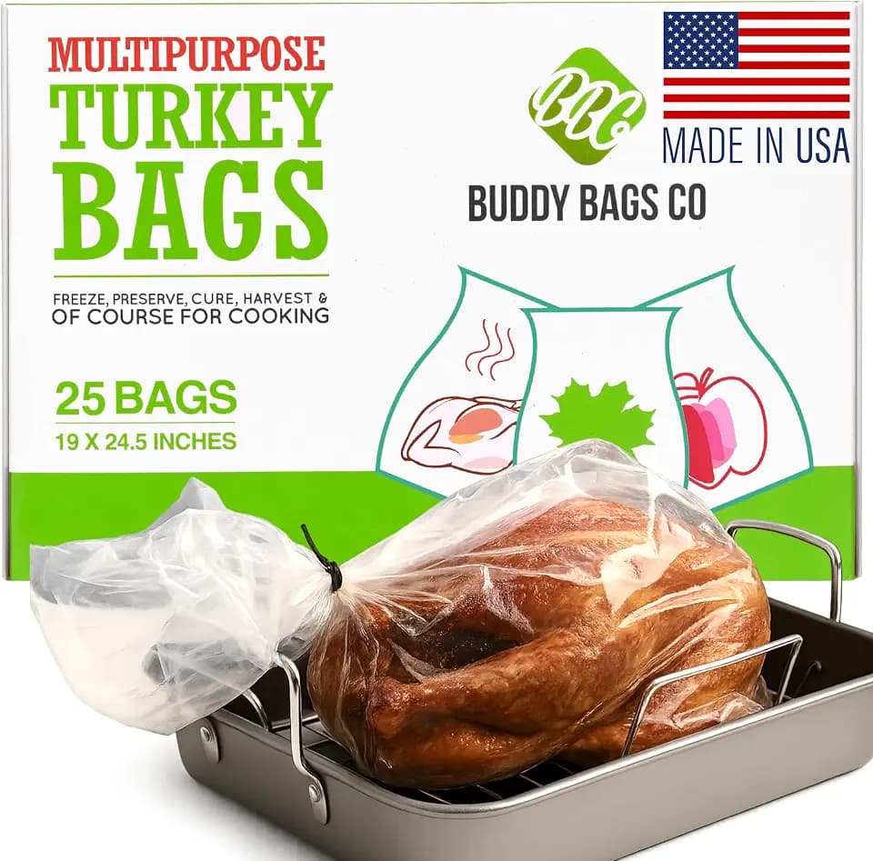 Buddy Bags Co Multipurpose Turkey Oven Bags - Made in USA - 19" x 24.5" - 25 Pack